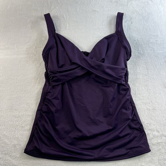 Lands End Sz 2 Tankini Top Swimsuit Underwire Purple Twist Front Adjustable Swim - Picture 4 of 11